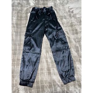 Satin cargo joggers